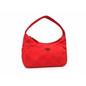 PRADA Tessuto Handbag Hobo Bag Red